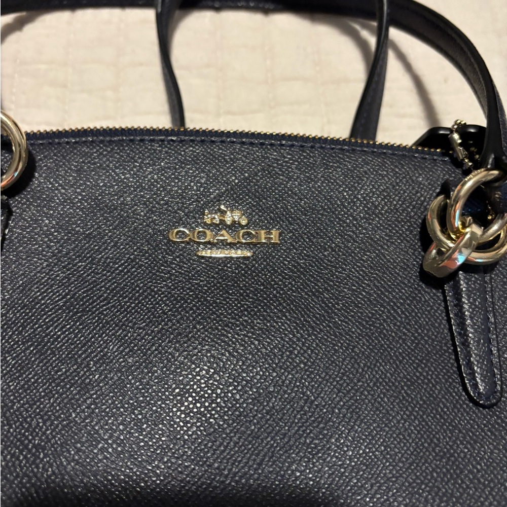 Coach Navy Leather Shoulder Bag